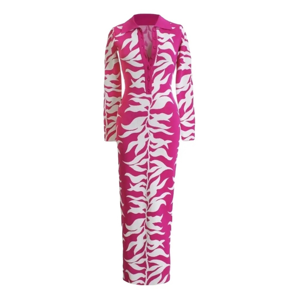 Hanifa Soraya Pink and White Long Sleeve Dress - Picture 3 of 5